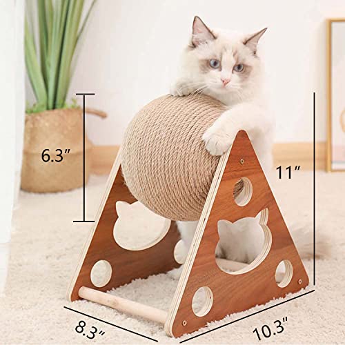 Cat Natural Sisal Wooden Scratcher 6.3" Ball Toy