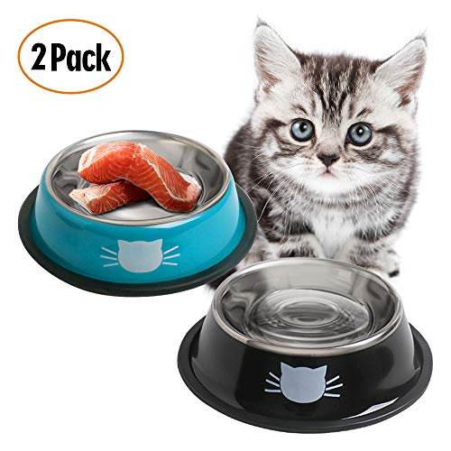 Cat Stainless Steel Non-Slip Food & Water Bowls
