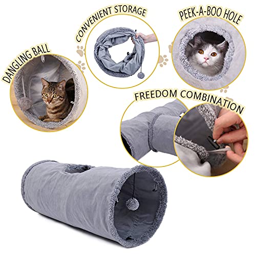 Collapsible Cat Suede Play Hideaway Tunnel