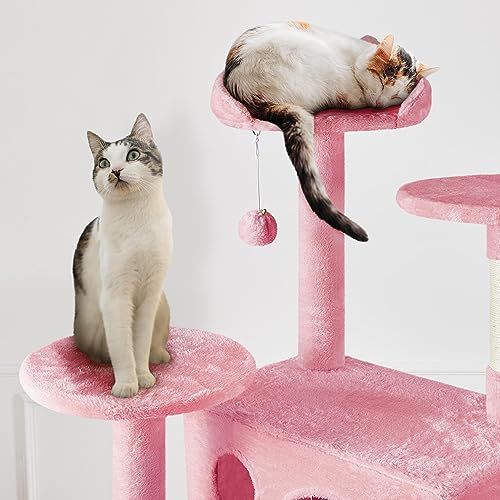 Multi-Level Cat Tower Scratching Post With Dangling Balls