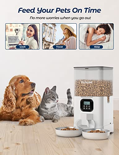 Automatic Double 6L Cat Feeder With 2 Stainless Steel Bowls
