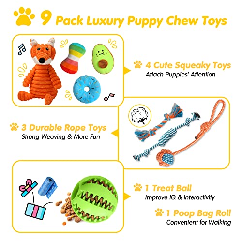 9 Pack Luxury Puppy Toys for Teething Small Dogs