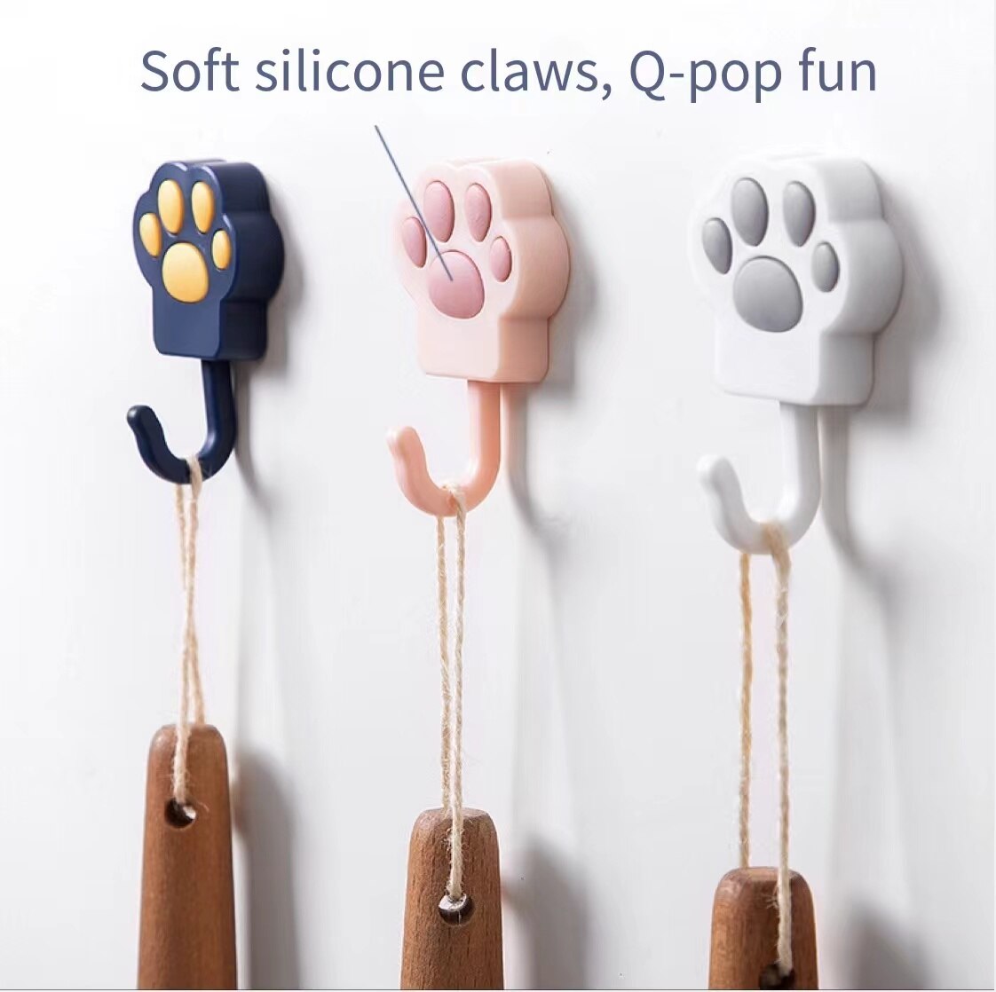 Pet parents will love these paw print wall mounted hooks. They are easy to  install with the easy peel off and stick on mechanisms. It won't damage  your wall and can hold