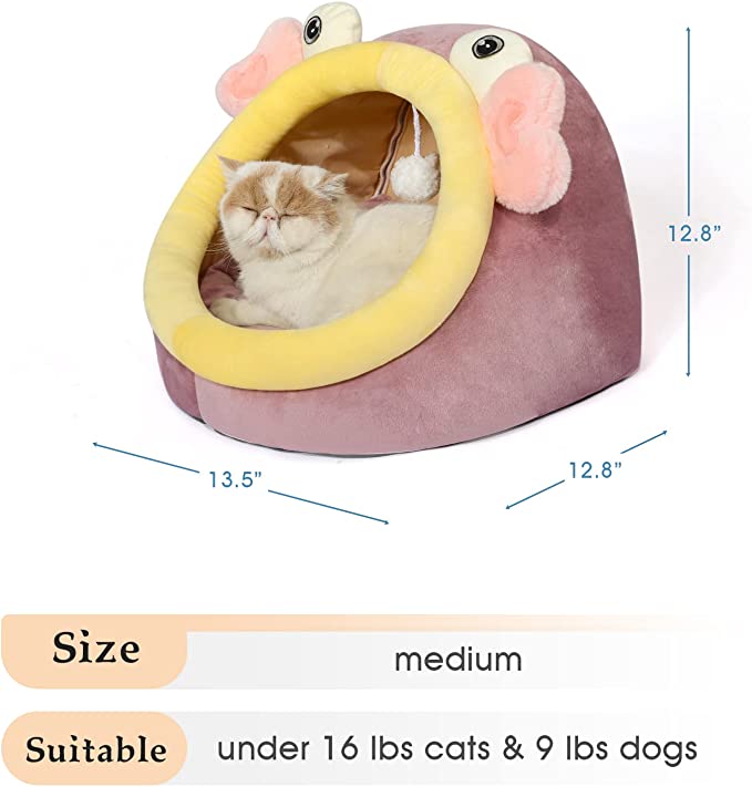 Velvet Cat Dog Igloo Cave Bed