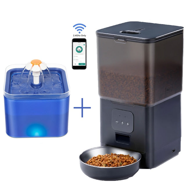 6L Transparent Smart Feeder With WIFI Control + Water Dispenser