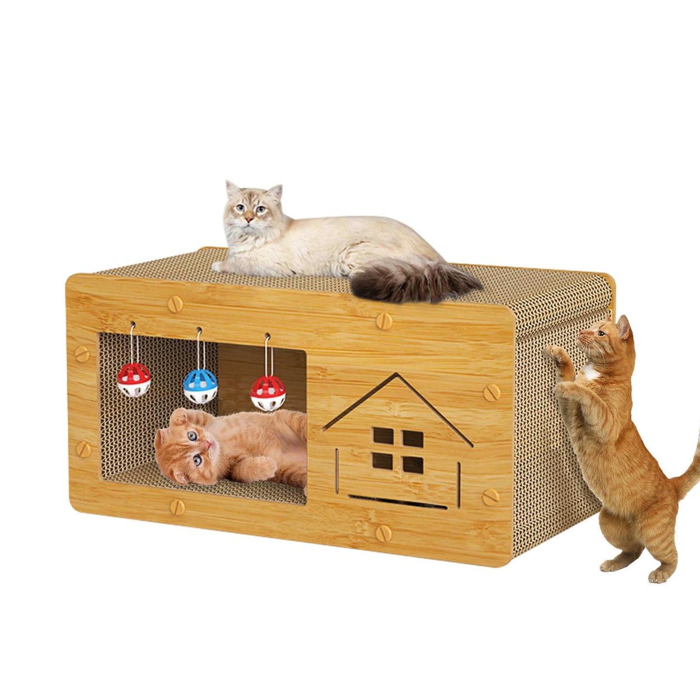 Cat Wooden Scratcher Cardboard House