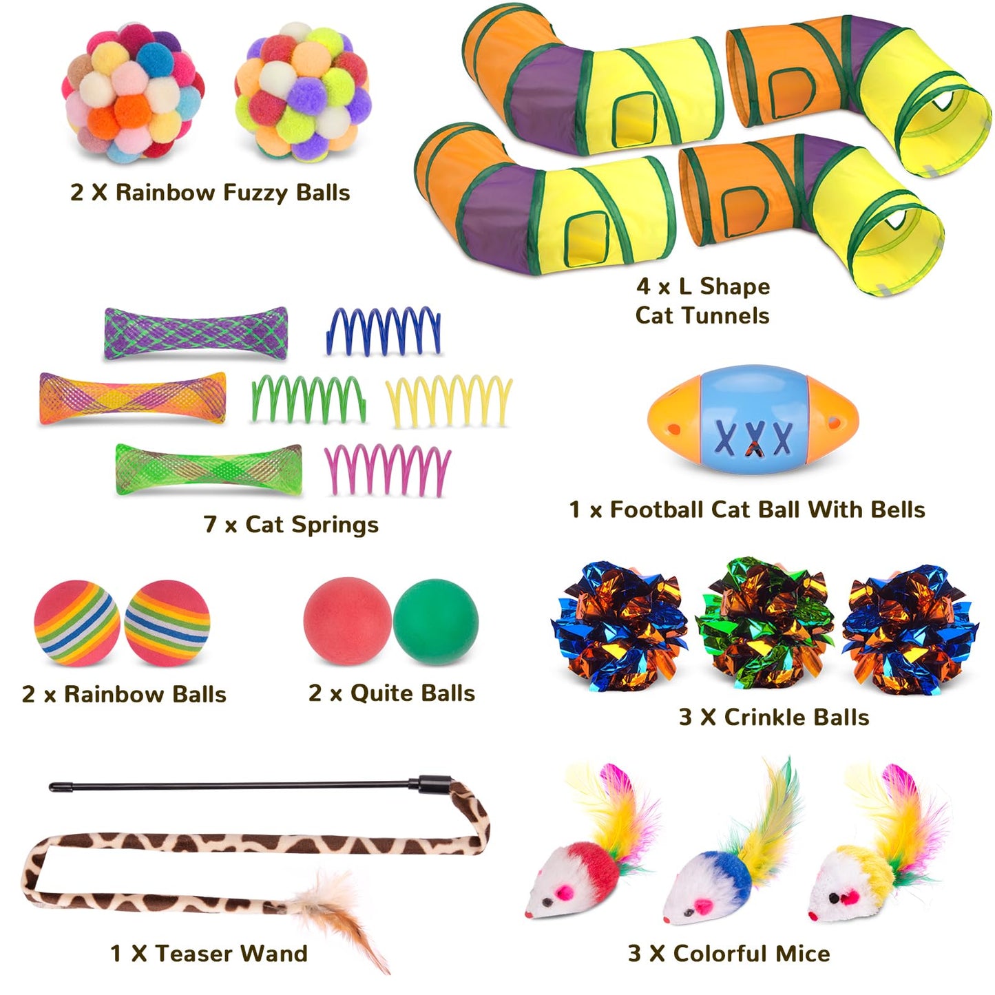 Cat Interactive L Shape Collapsible Rainbow Tunnel Play Set