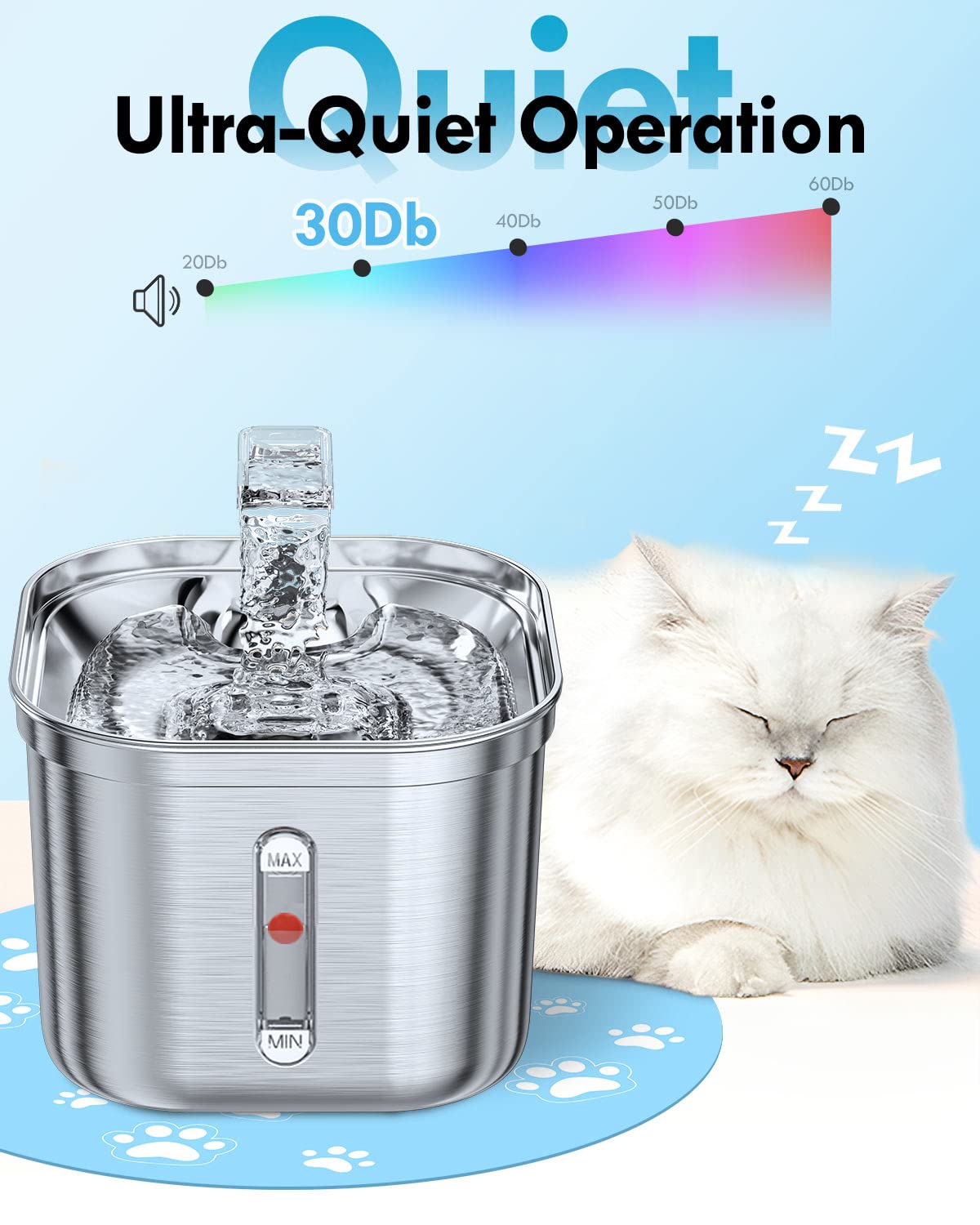 Cat Stainless Steel 2.2L Automatic Water Fountain