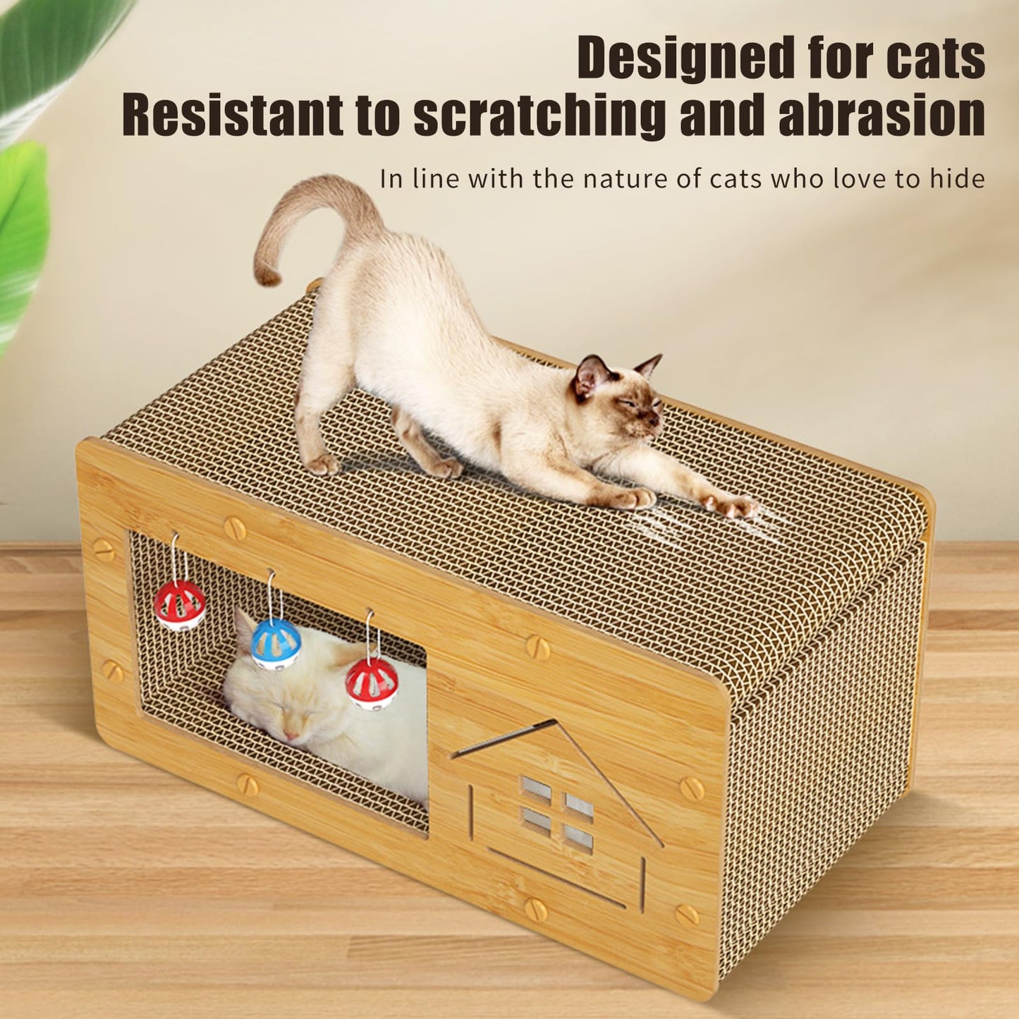 Cat Wooden Scratcher Cardboard House