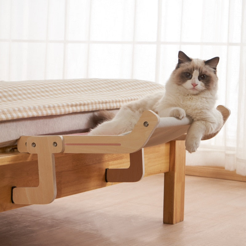 Cat Cotton Canvas Wooden Hammock Perch