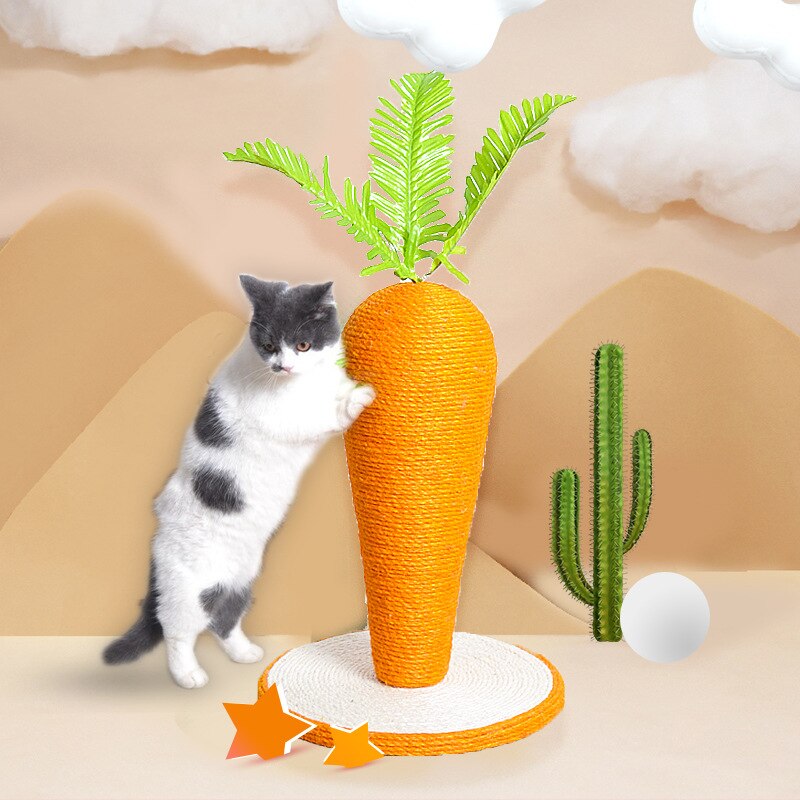 Cat Carrot Shaped Sisal Scratching Post Toy